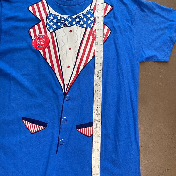 Uncle Sam I Want You 4th of July Men’s T-Shirt Large Blue Gildan Patriotic Tee - Picture 8 of 9